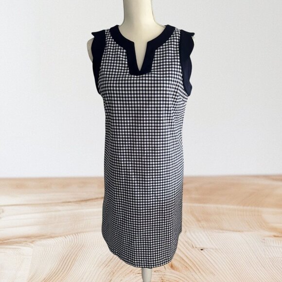 SARA CAMPBELL Blue White Gingham Plaid Shift Dress Size Small - Picture 1 of 8